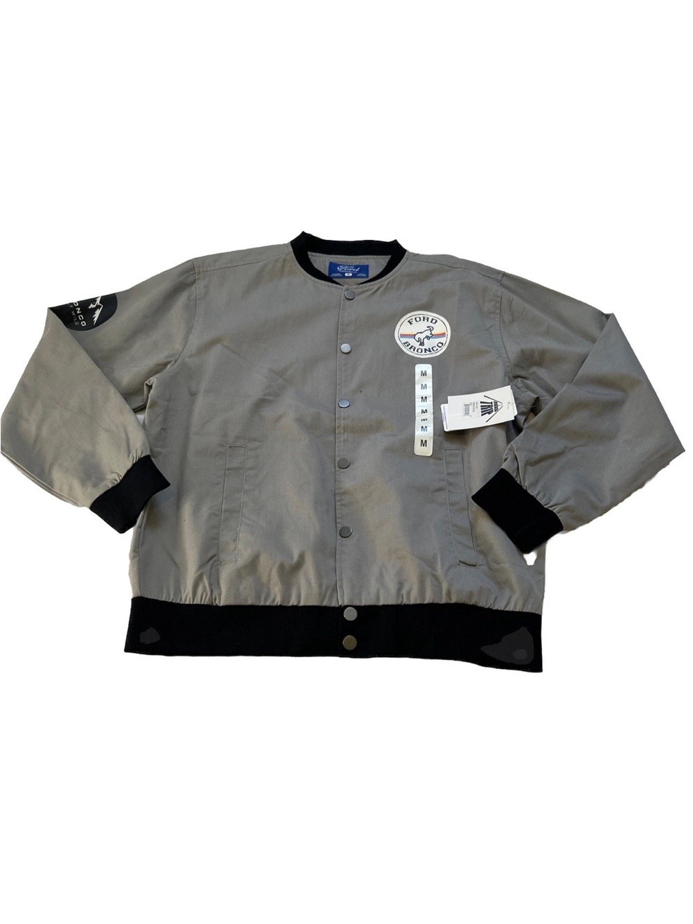 Ford Bronco Men’s Road Trip Go Wild Gray Driving Snap Button Jacket Medium NWT